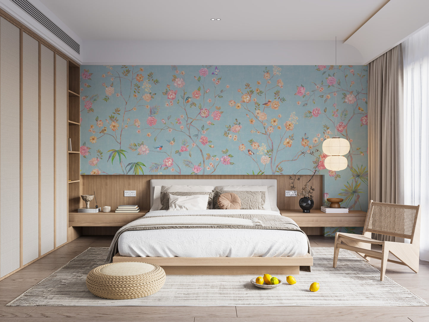 Trendy Blue Chinoserie Wallpaper murals - Giffywalls