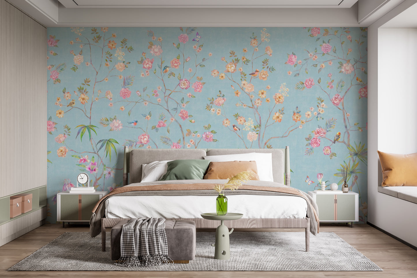 Blue Chinoiserie Design Mural
