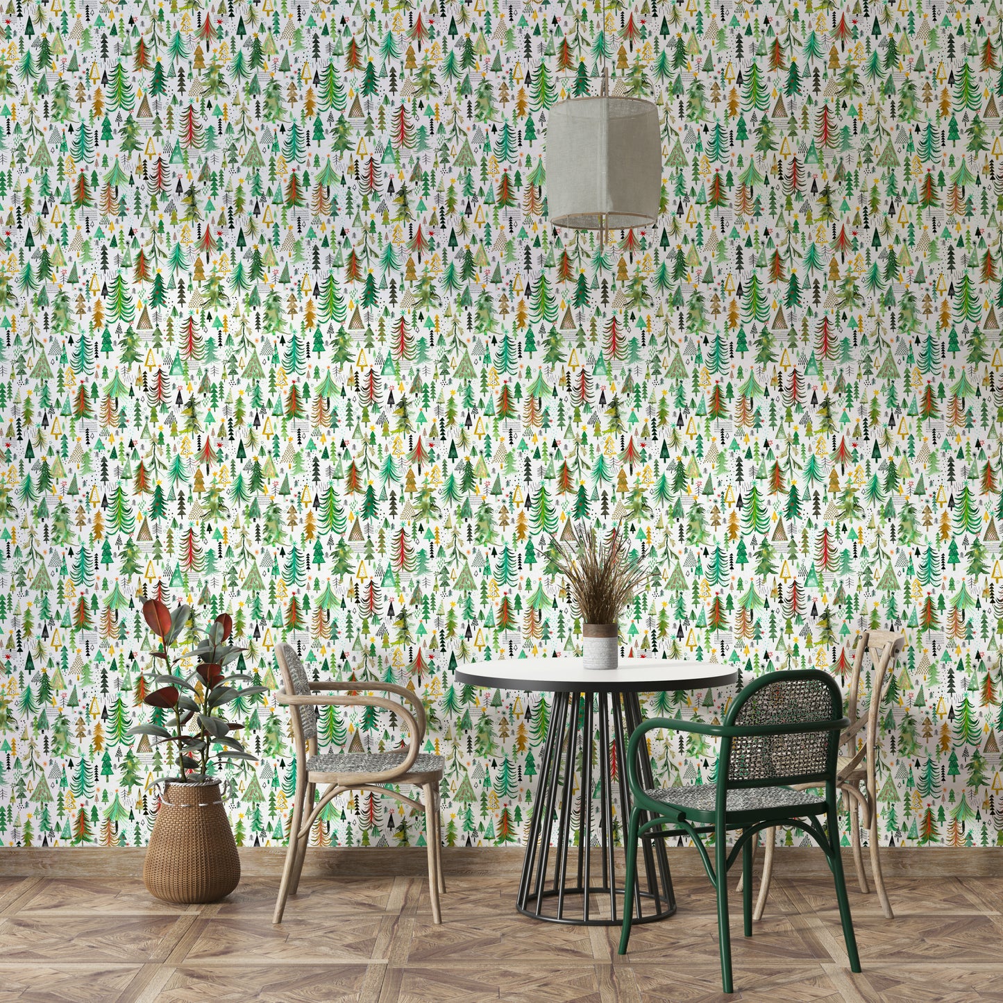 Whimsical Christmas tree print for wall décor

