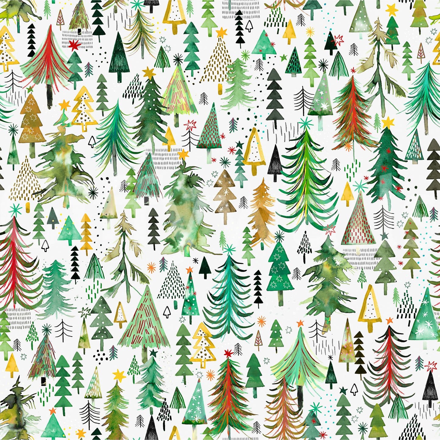 Colorful Christmas Trees Green Wallpaper⁠