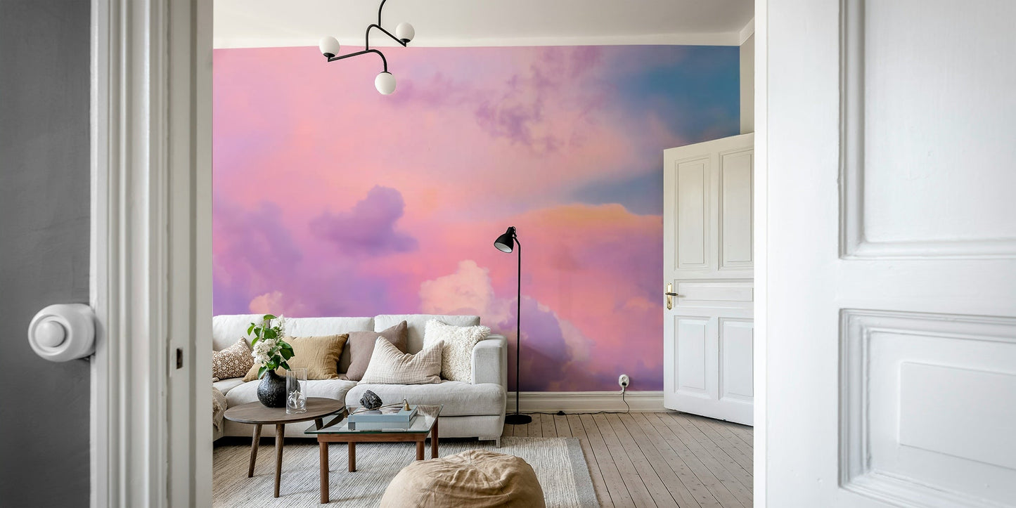 Sunset mural wallpaper with vibrant clouds

