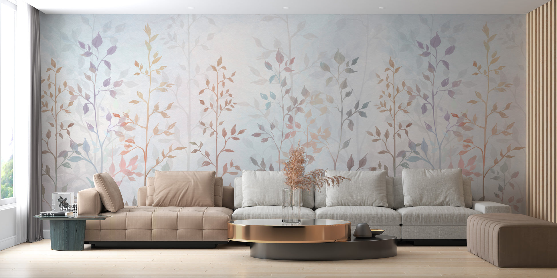 Colorful long grass field wallpaper mural for walls