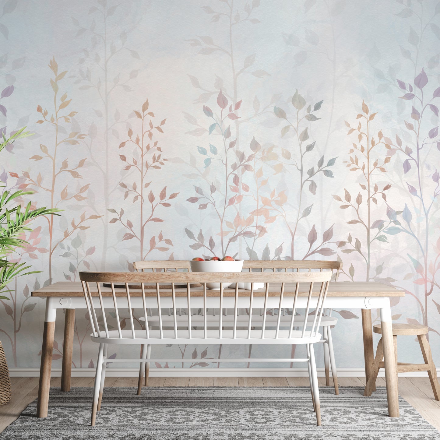 Colorful field with long grass wallpaper mural