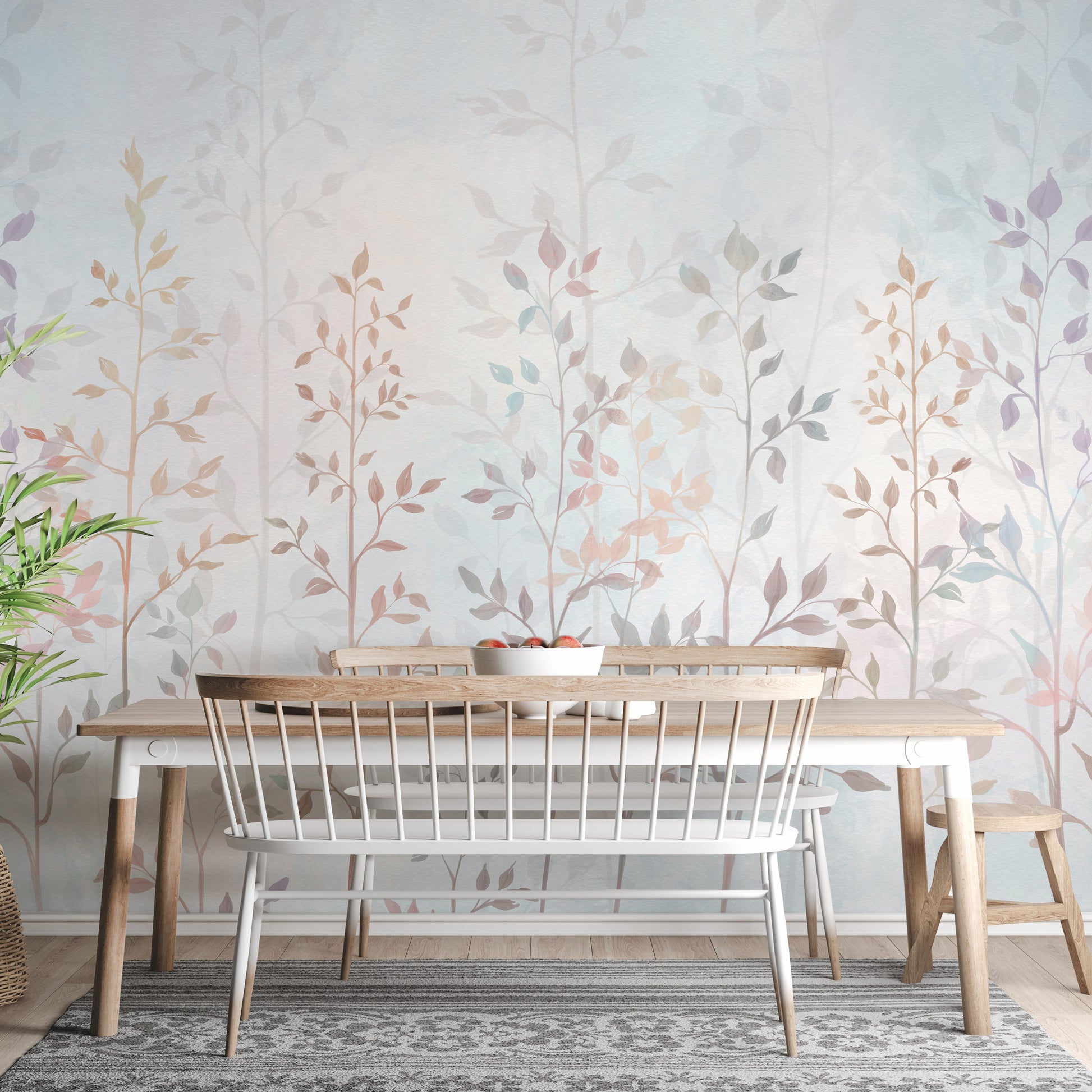 Colorful field with long grass wallpaper mural