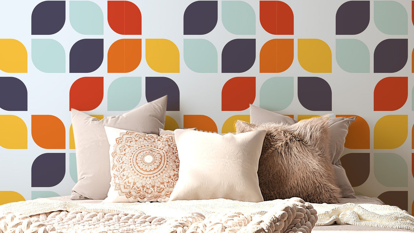 Retro charm geometric wallpaper for bold decor