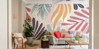 Colorful leaves mural adding a bold touch to your walls.
