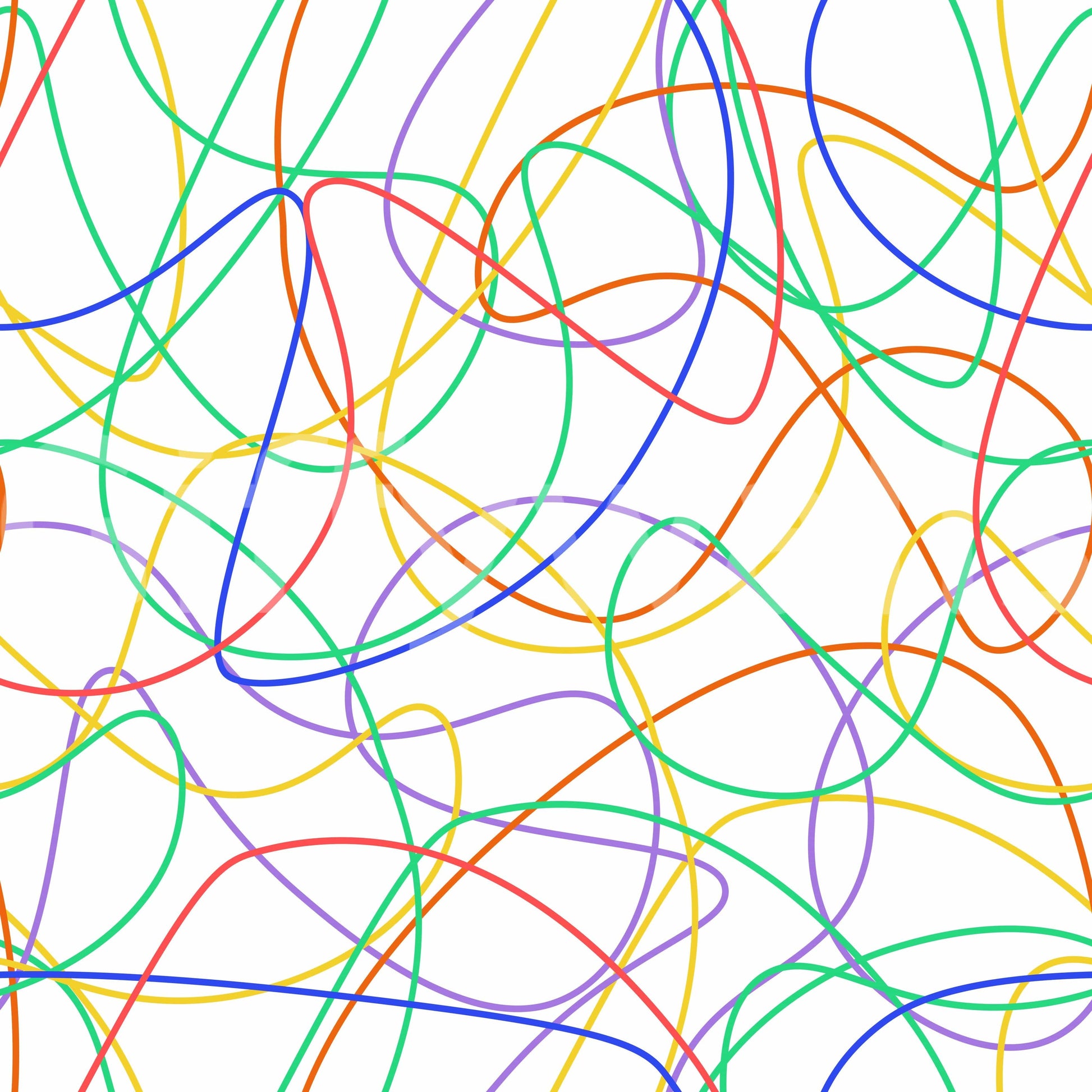 High-quality non-woven wallpaper with colourful line prints in a dining room.