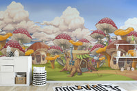 Vibrant Mushroom Kids City Wall Mural - Giffywalls