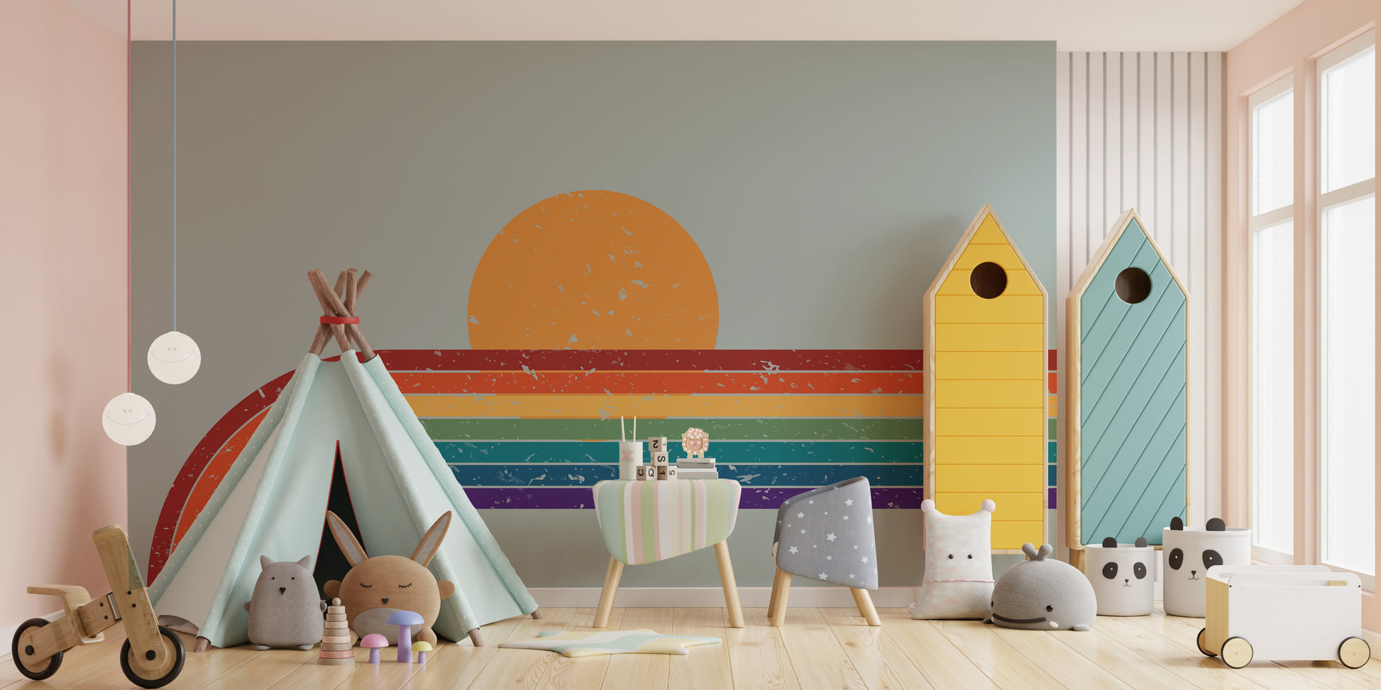 Contemporary Colorful Rainbow Wallpaper Murals - Giffywalls