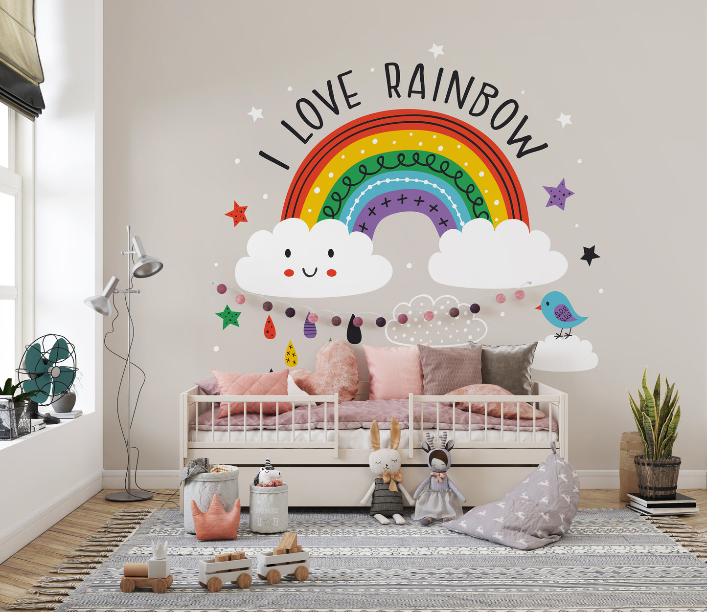 Colorful Rainbow & White clouds Wallpaper - Giffywalls