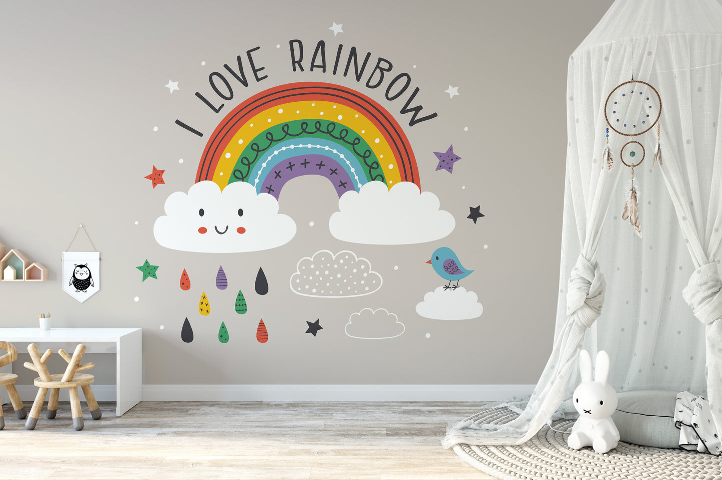 Colorful Rainbow & White clouds Wallpaper - Giffywalls