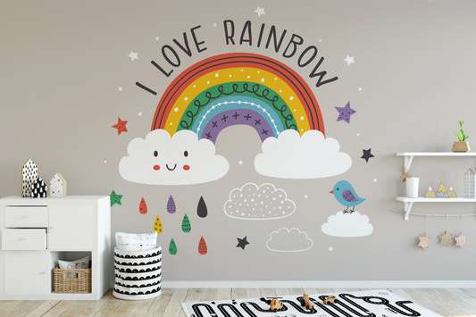 Colorful rainbow and clouds wallpaper

