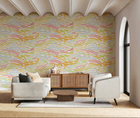 Artistic pink and orange brushstrokes on Colorful Strokes mural art.