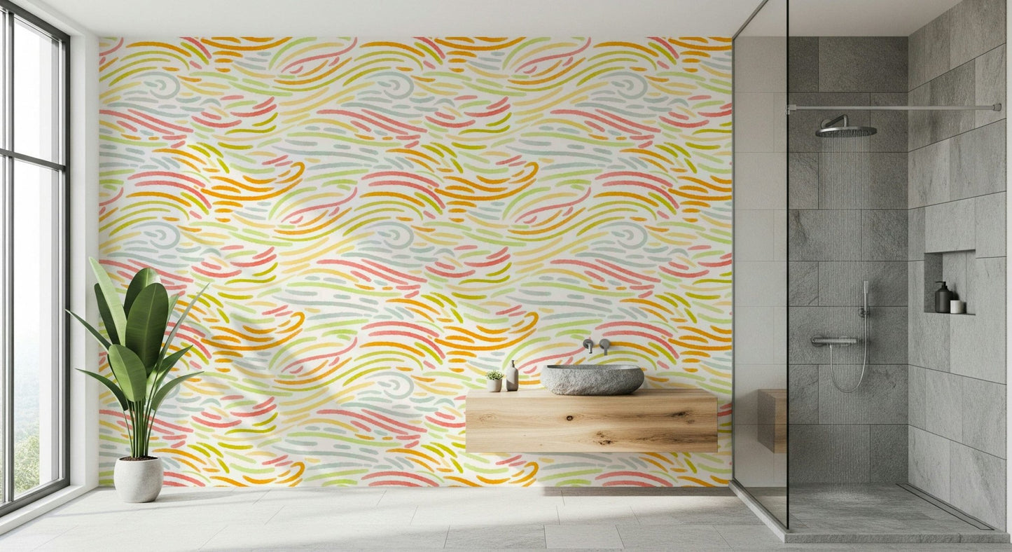 Blurred abstract motion motif on Colorful Strokes mural.