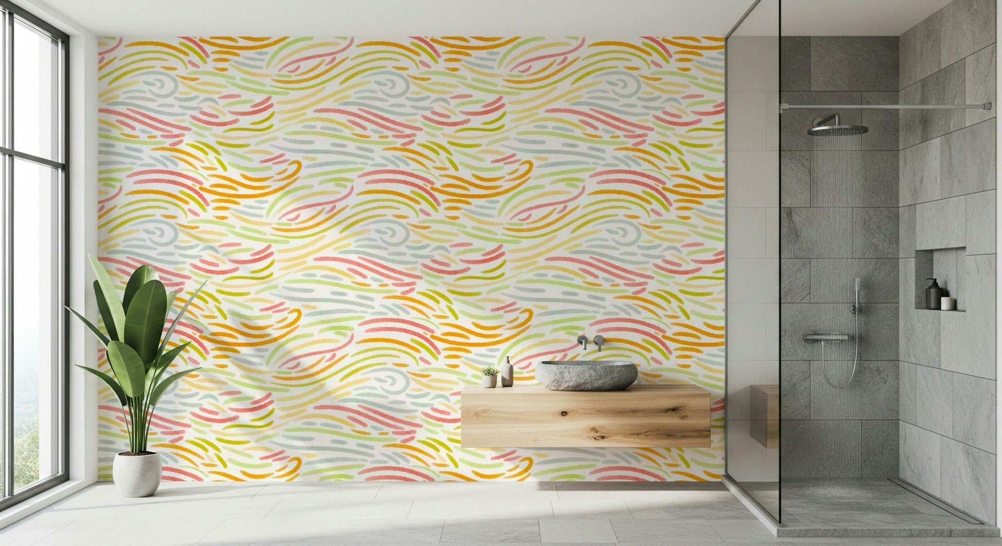Blurred abstract motion motif on Colorful Strokes mural.