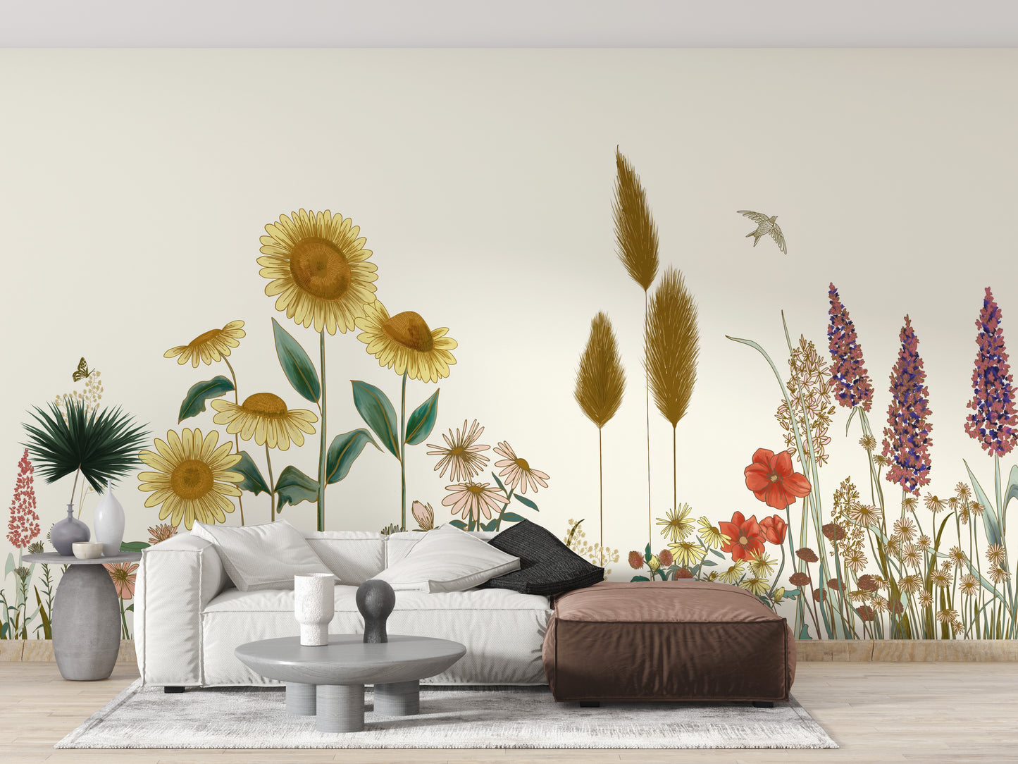 Colorful Sunflower Field Wallpaper Mural - Giffywalls