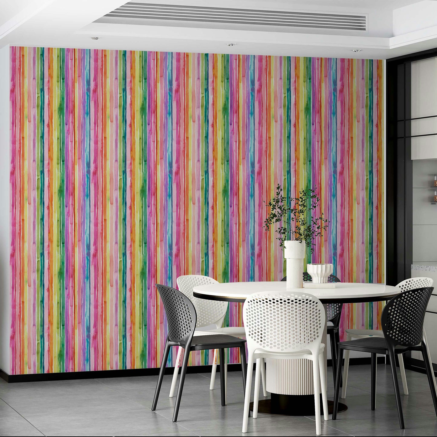 Bright watercolor striped pattern wallpaper

