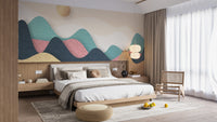 Artistic Colorful Wavy Mountains Wallpaper Mural
