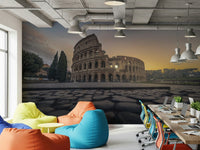 Rome landmark wallpaper for bedroom feature wall, calm neutrals, contemporary decor