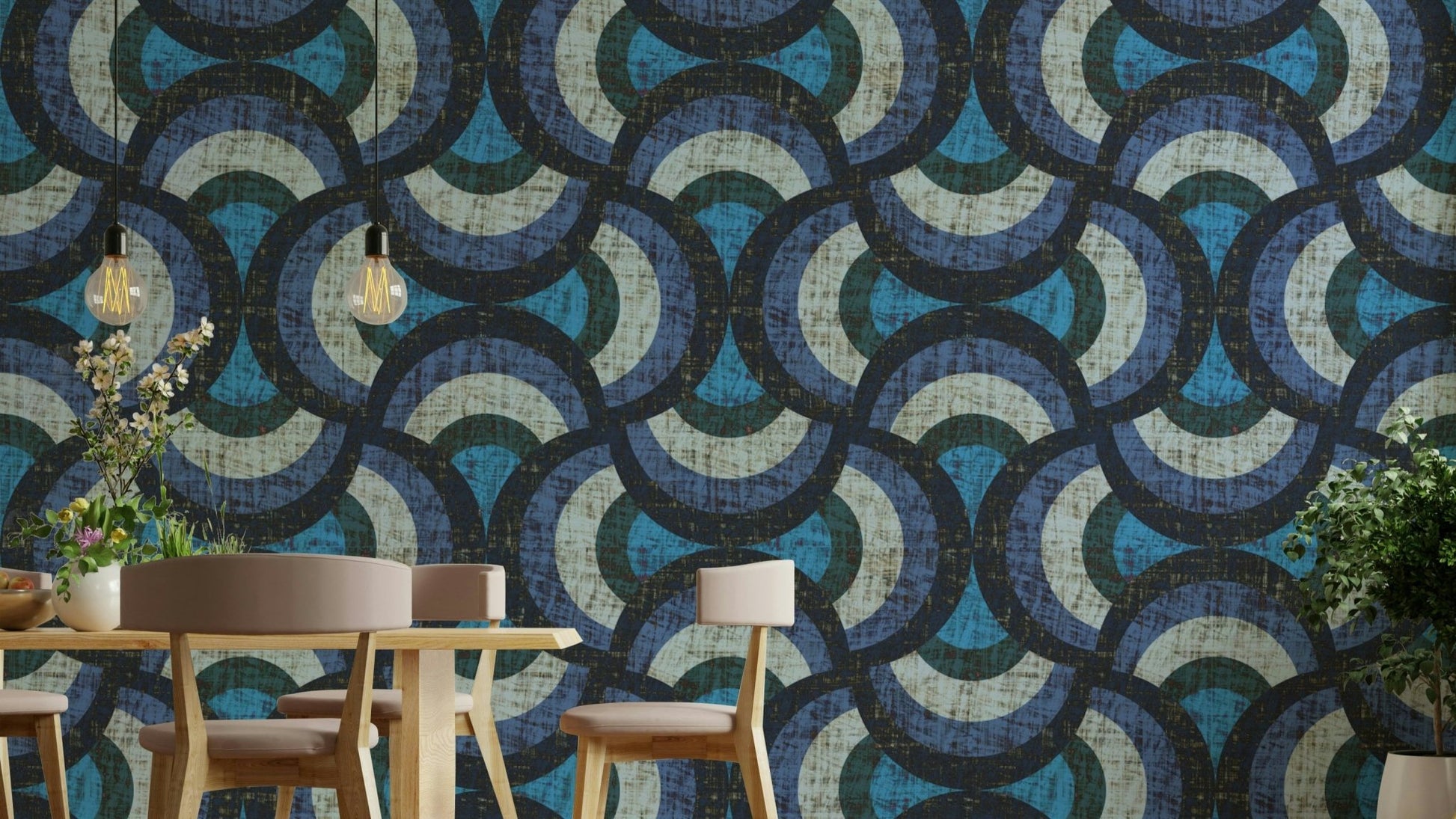 A calming geometric wallpaper pattern.
