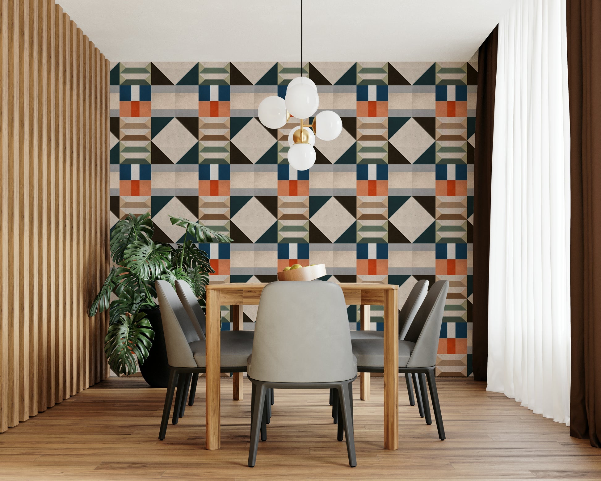 Neutral grey tone wall wallpaper design

