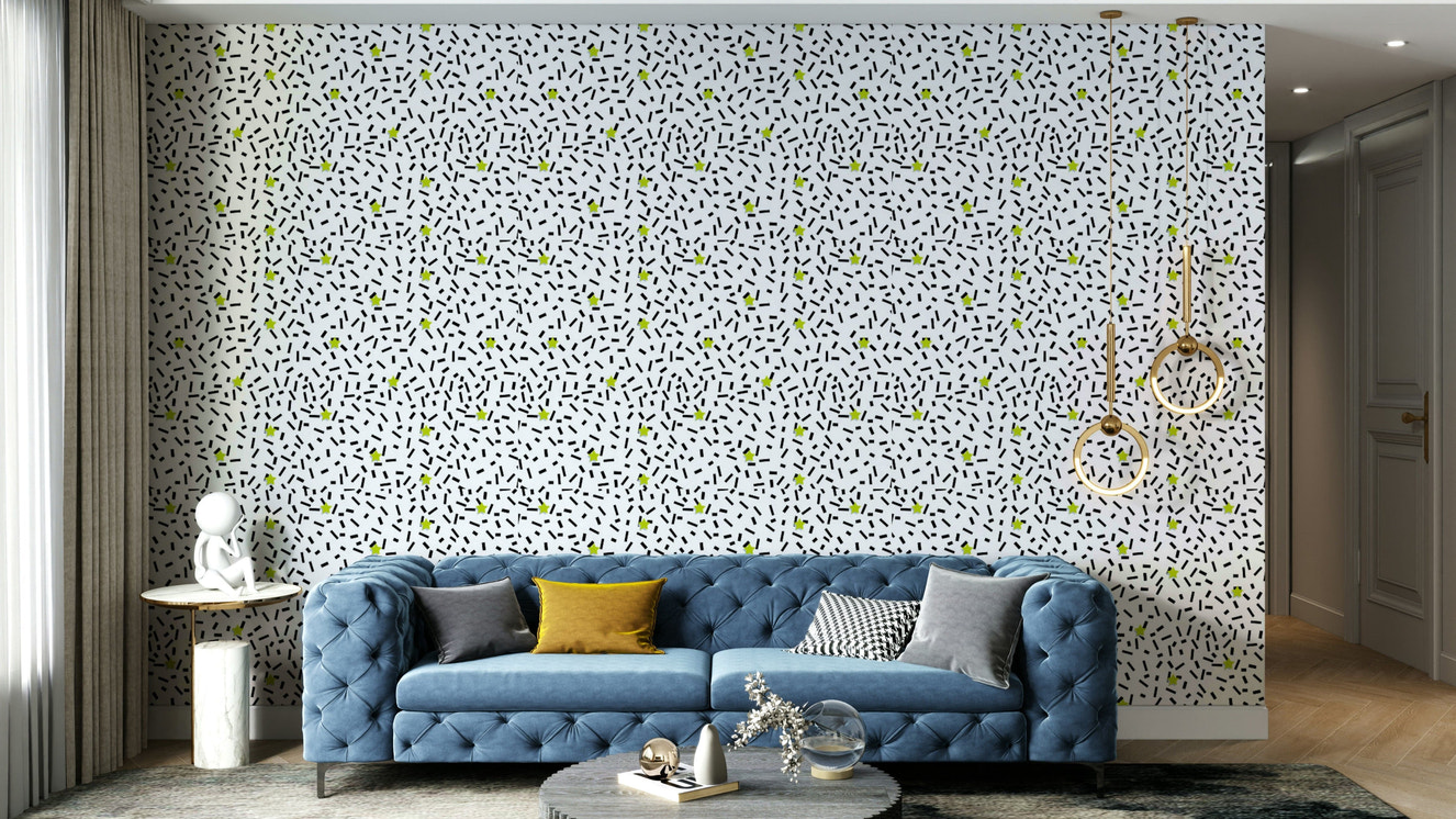A cheerful wallpaper with a whimsical, celestial design.

