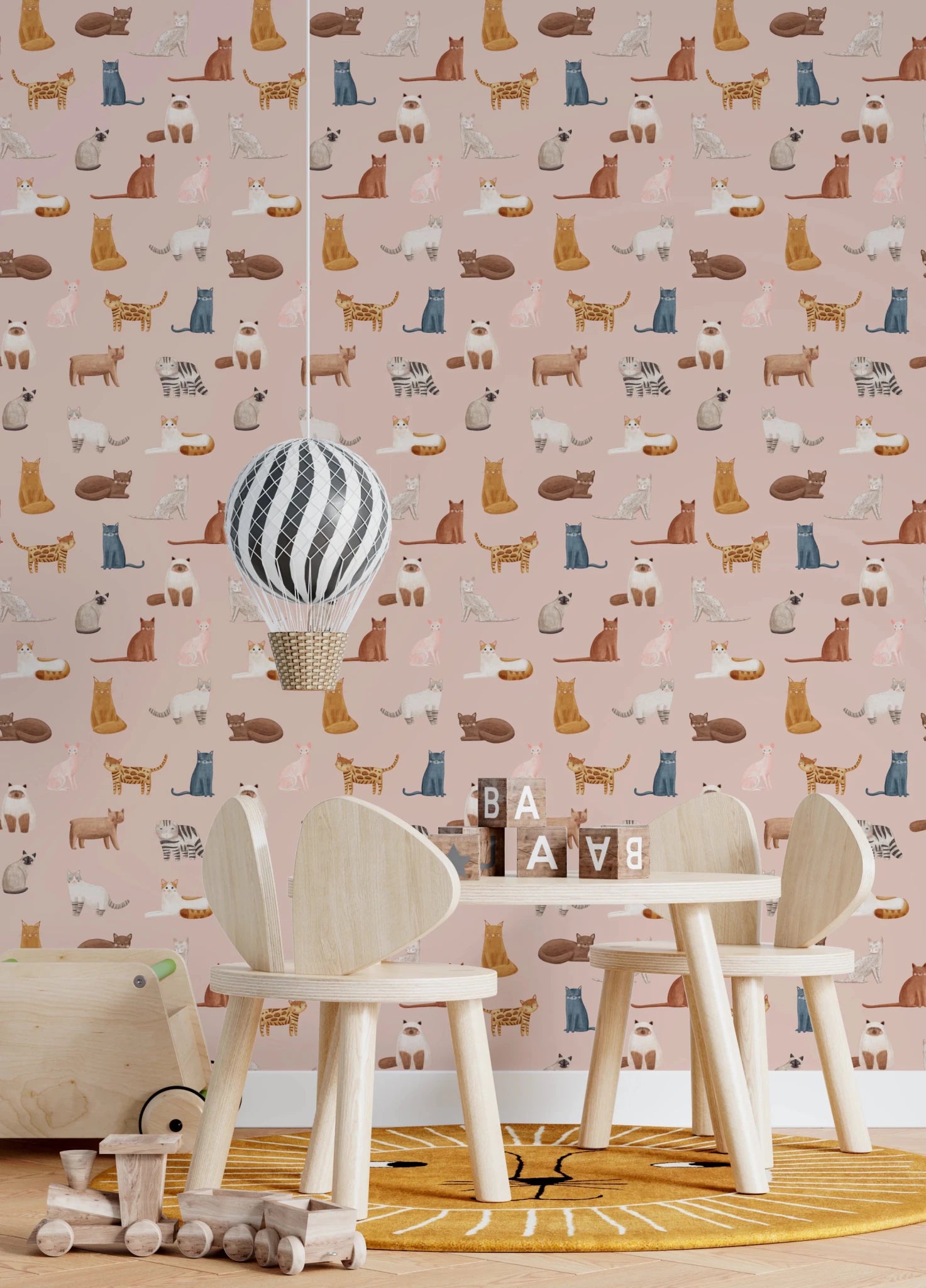 Cool Cats in Pink Wallpaper⁠