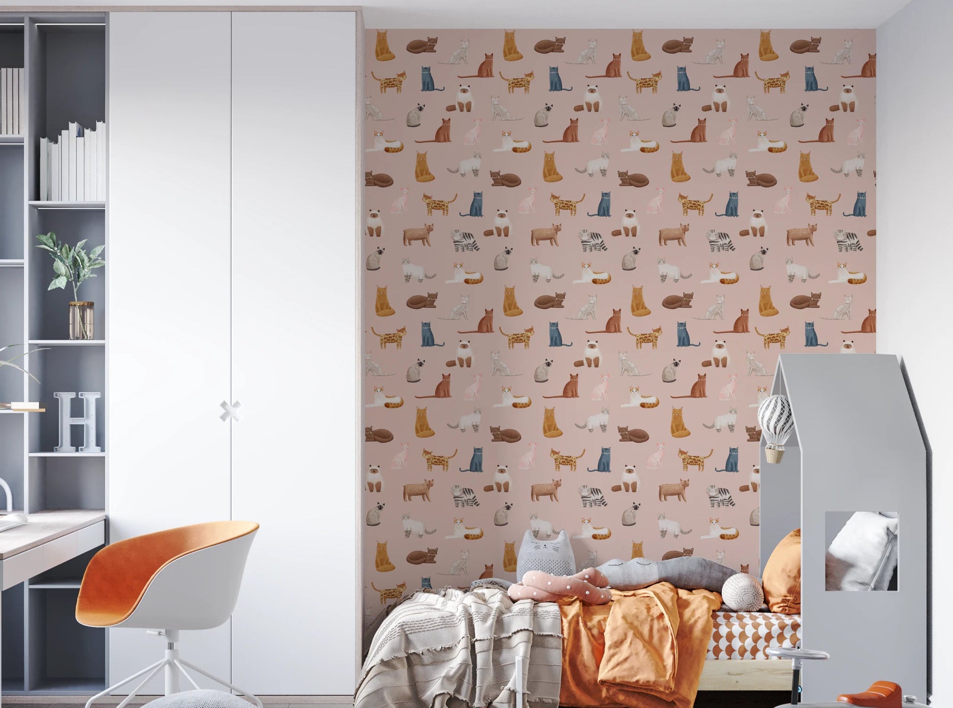 Cool Cats in Pink Wallpaper⁠