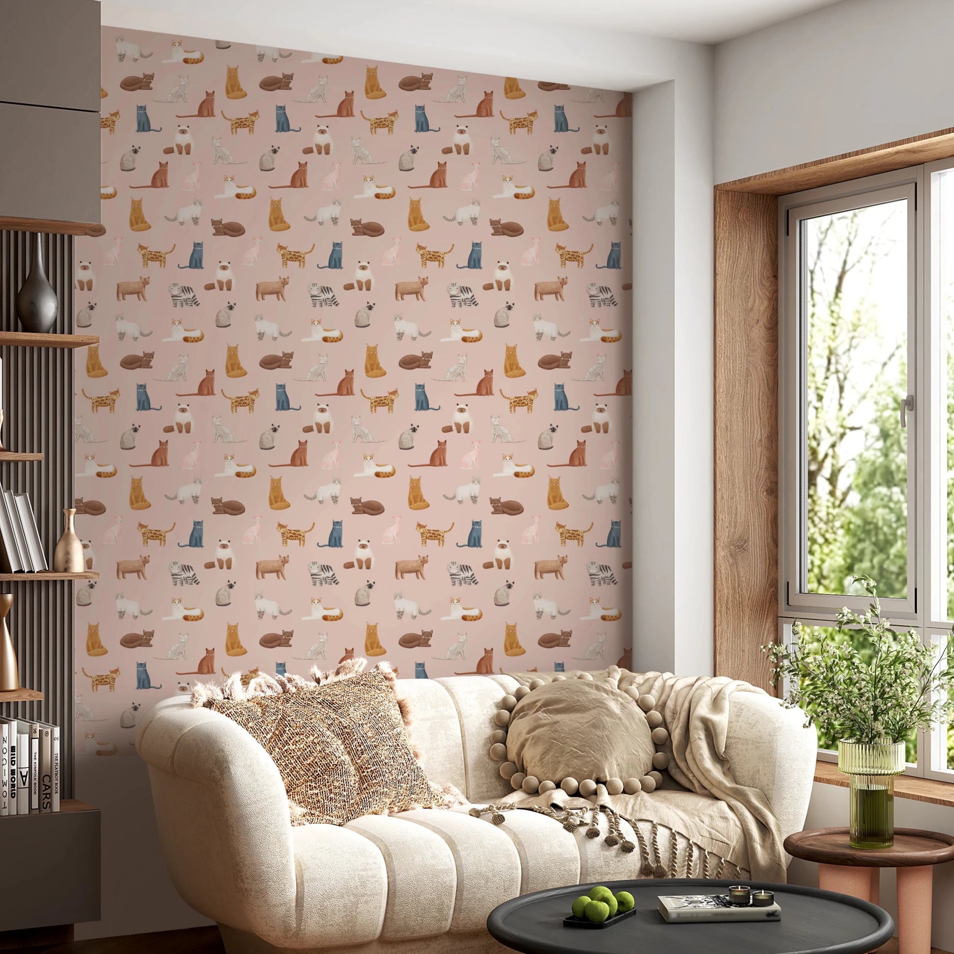 Cool Cats in Pink Wallpaper⁠