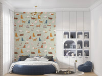 Cool Cats in Sage Green Wallpaper⁠