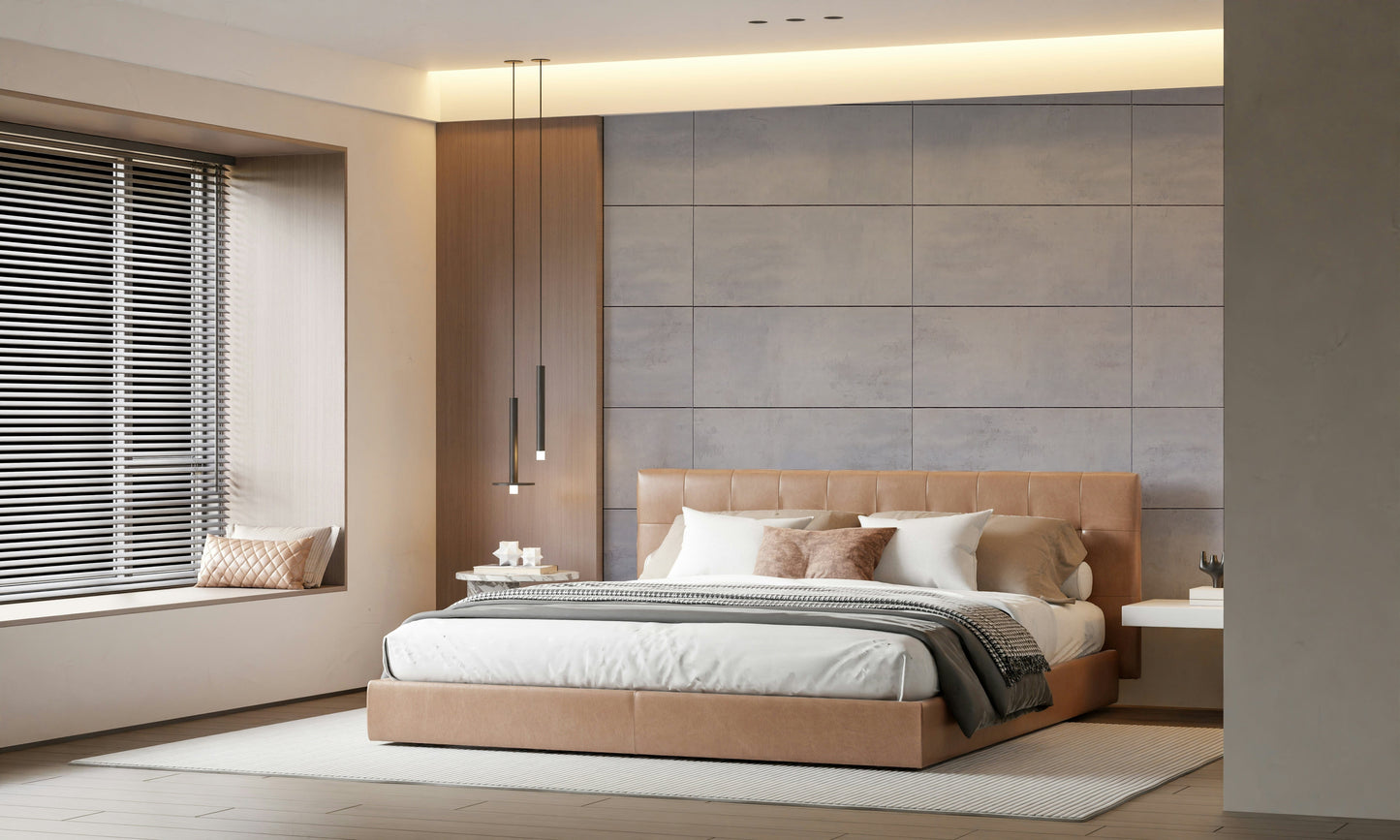 Geometric wall mural featuring cool grey grids for modern, minimalist, and professional interior designs.