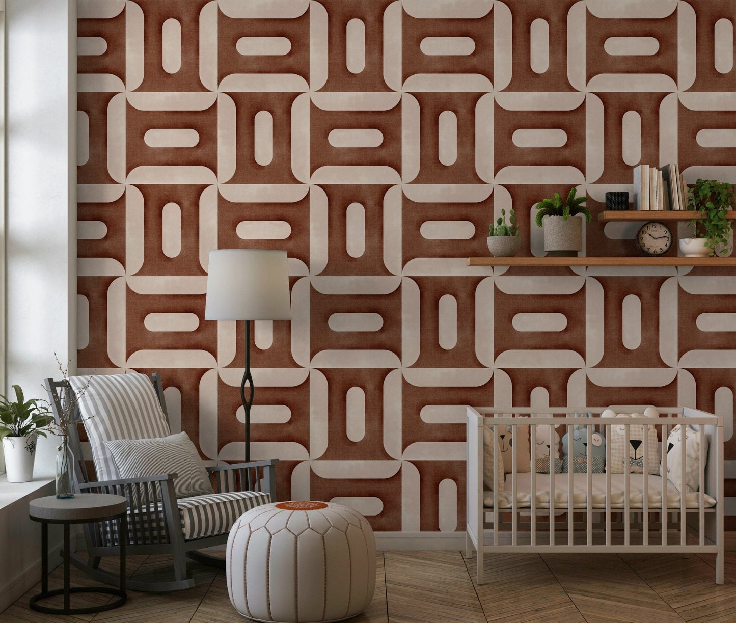 Modern Textured Geometries Copper Wallpaper⁠