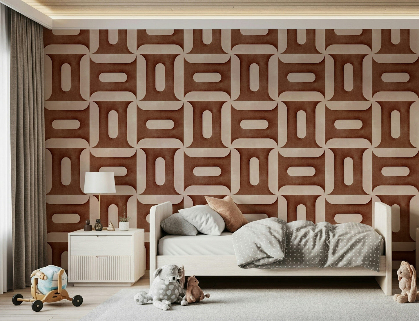 Modern Textured Geometries Copper Wallpaper⁠