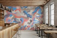 A calming vibrant design wallpaper mural that defines a space.


