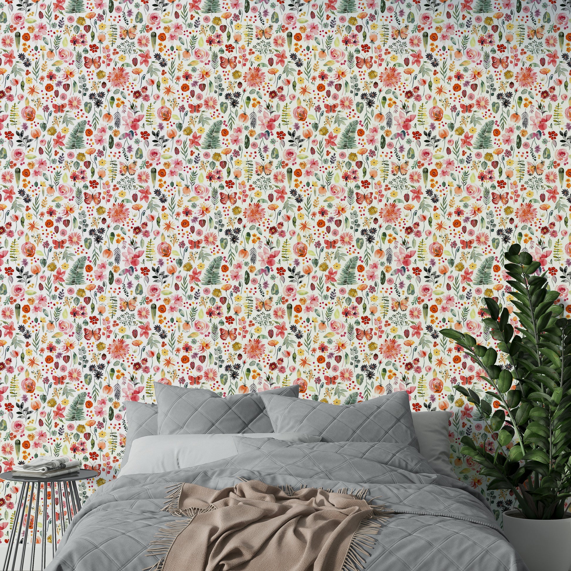 Nature-inspired wallpaper with colorful foliage prints

