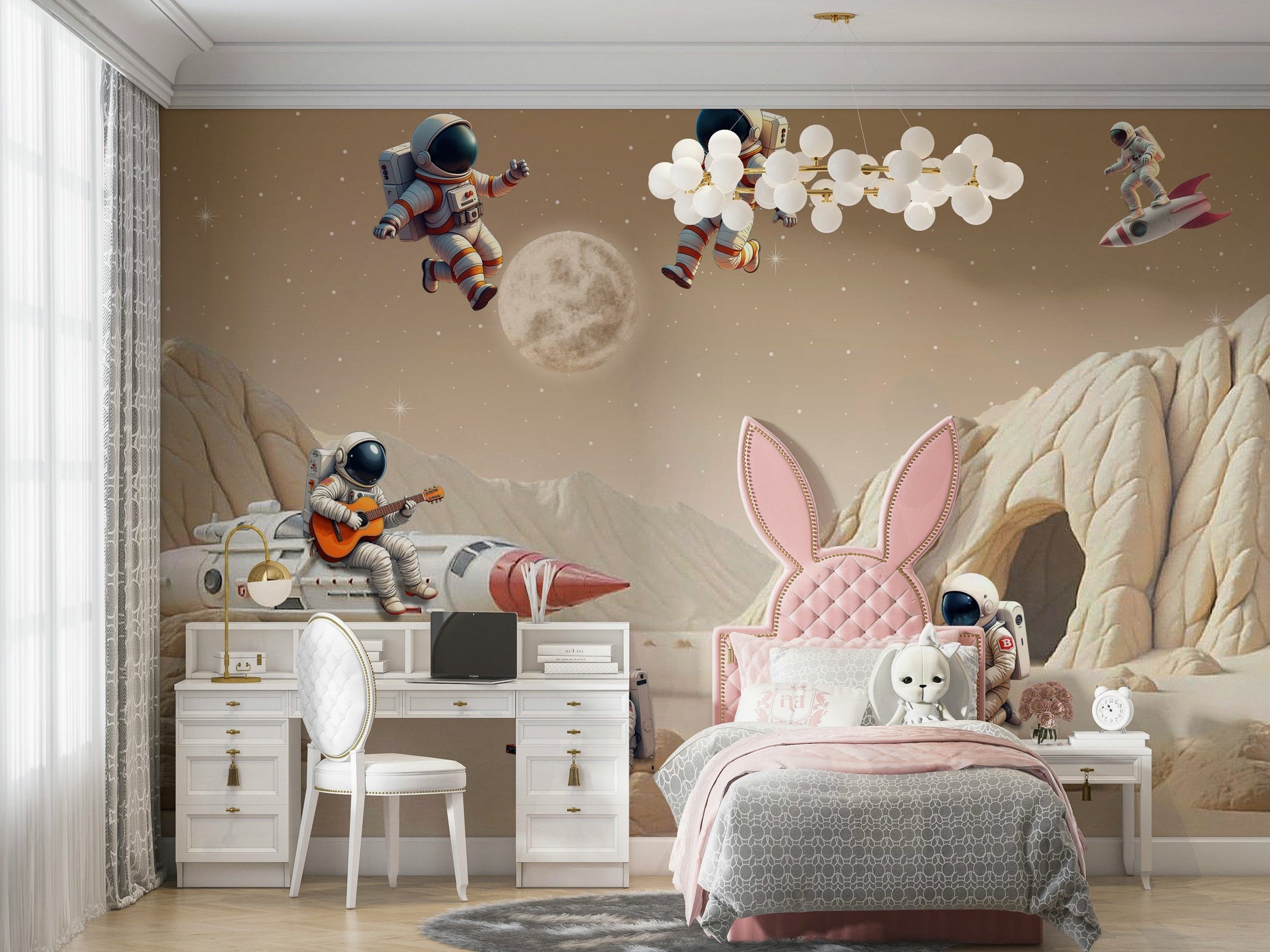 The colors are bright and vibrant, with a starry palette.

