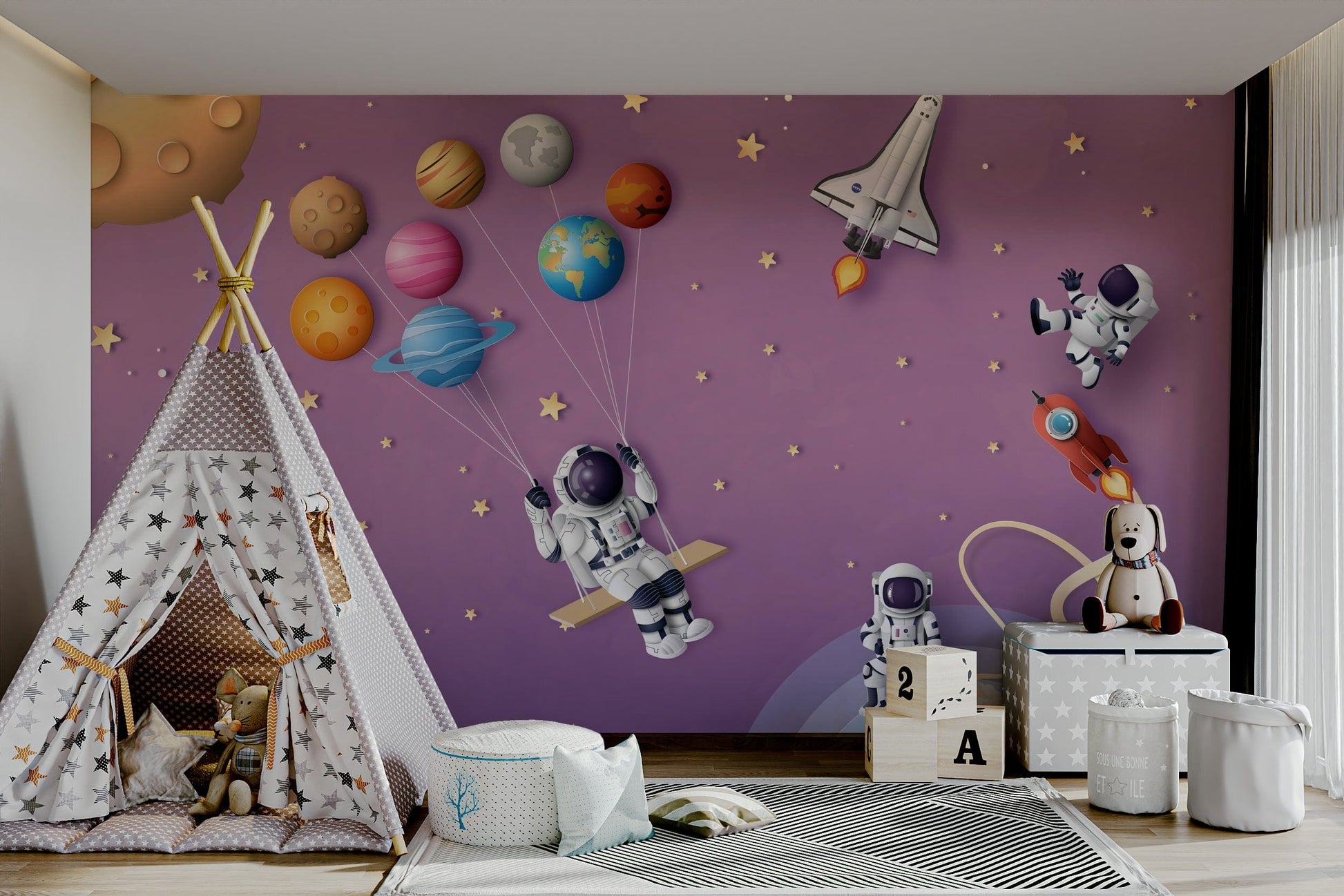 The composition is a harmonious, floating pattern.

