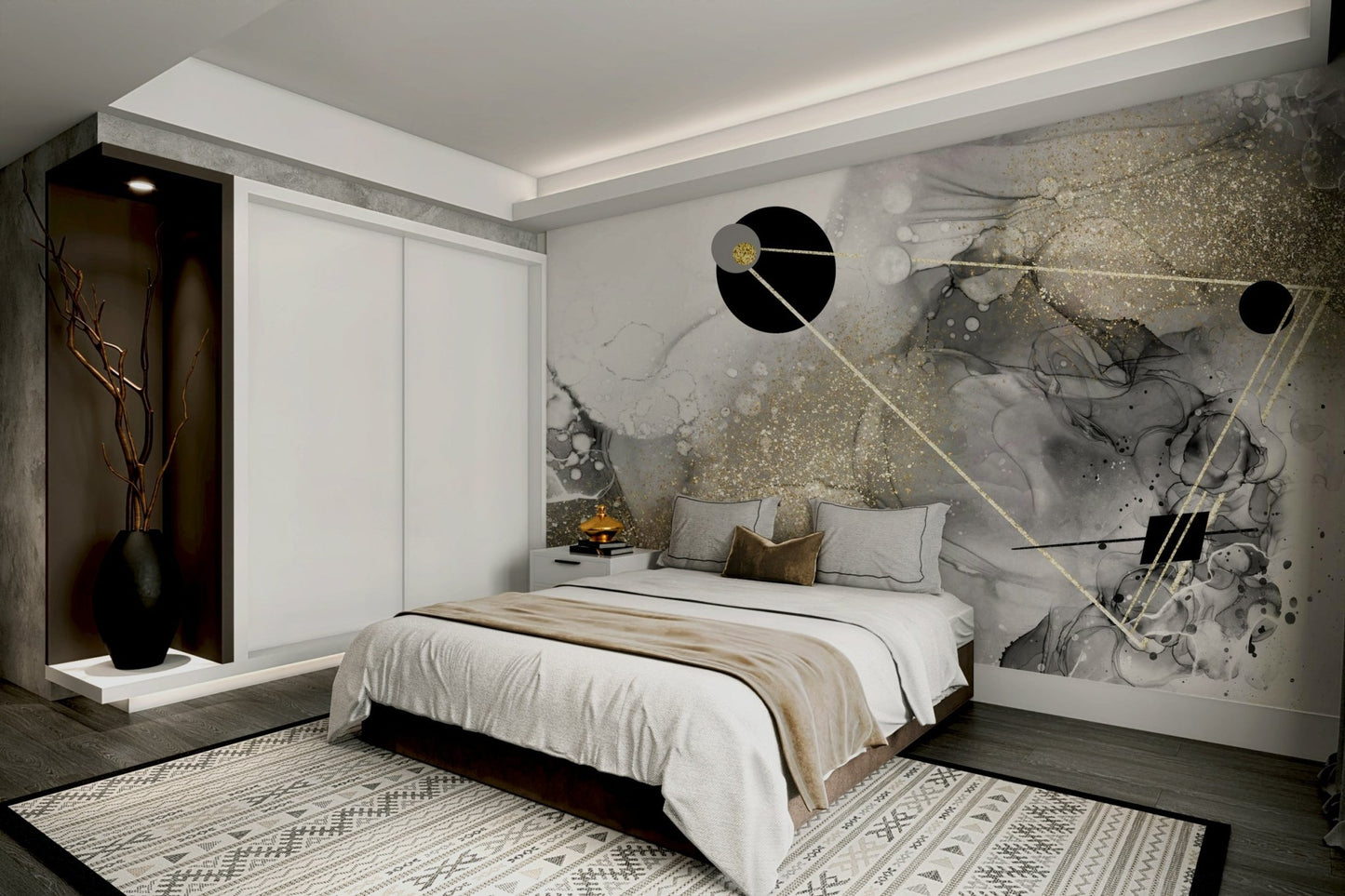 Deep blue and purple hues in Cosmic Dust Wall Mural

