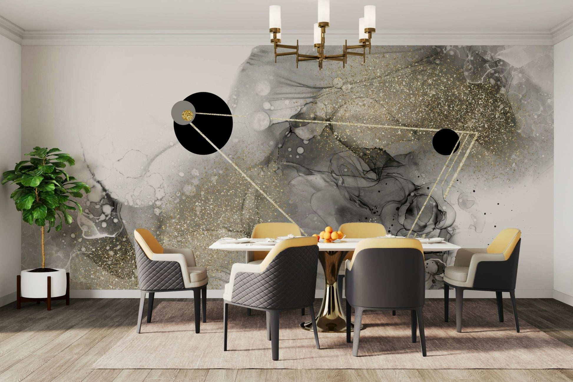 Futuristic Cosmic Dust mural for bedroom or living room

