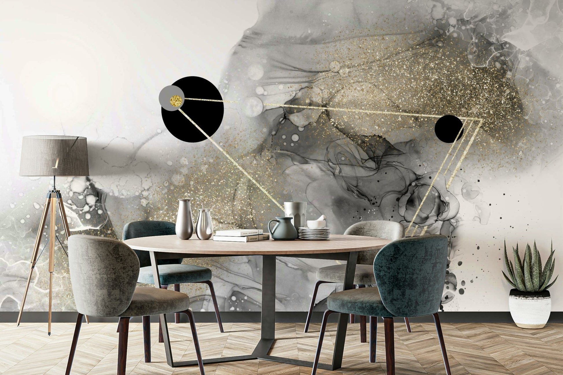 Space-inspired mural design featuring cosmic dust

