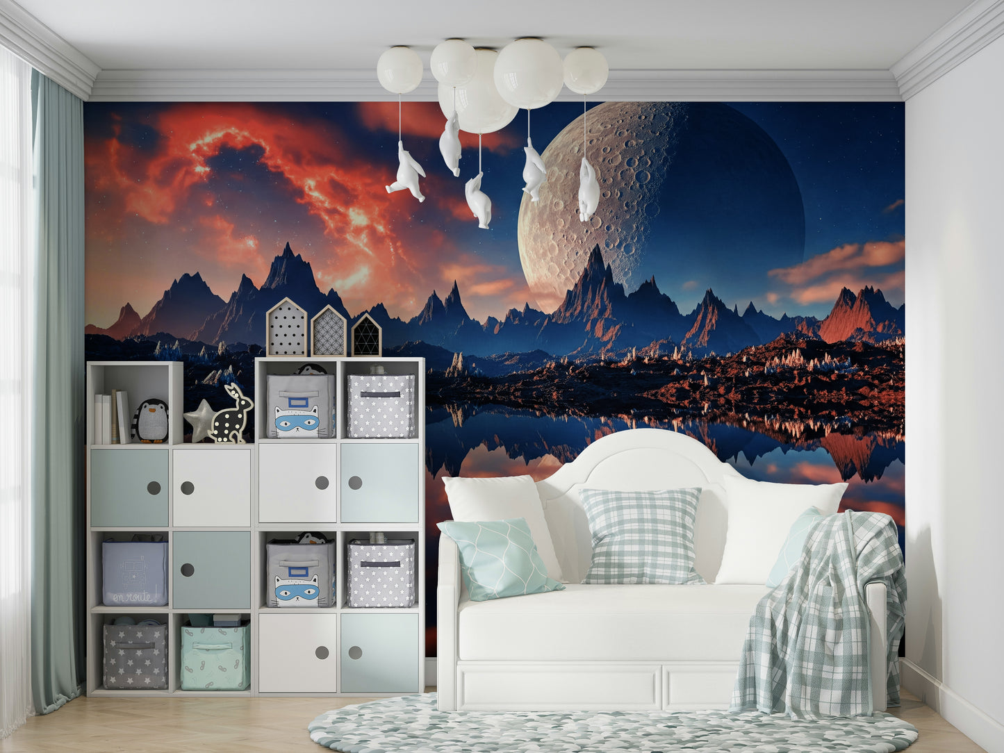 A high-quality print of a tranquil forest.

