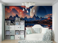 A high-quality print of a tranquil forest.

