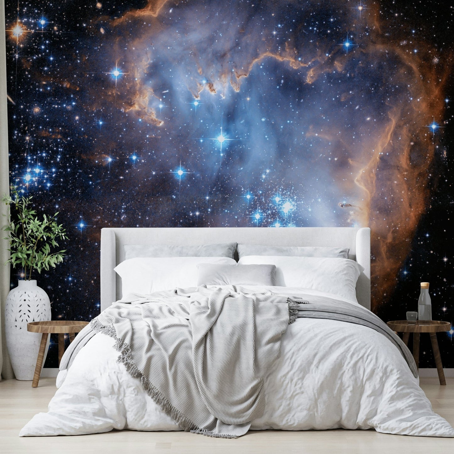 The artistic style is realistic, like a photograph taken by a space telescope.
