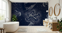 An artistic nature seascape mural for home decor.