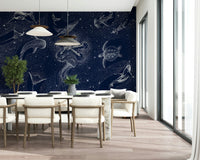 A serene deep sea galaxy wall mural for your decor.