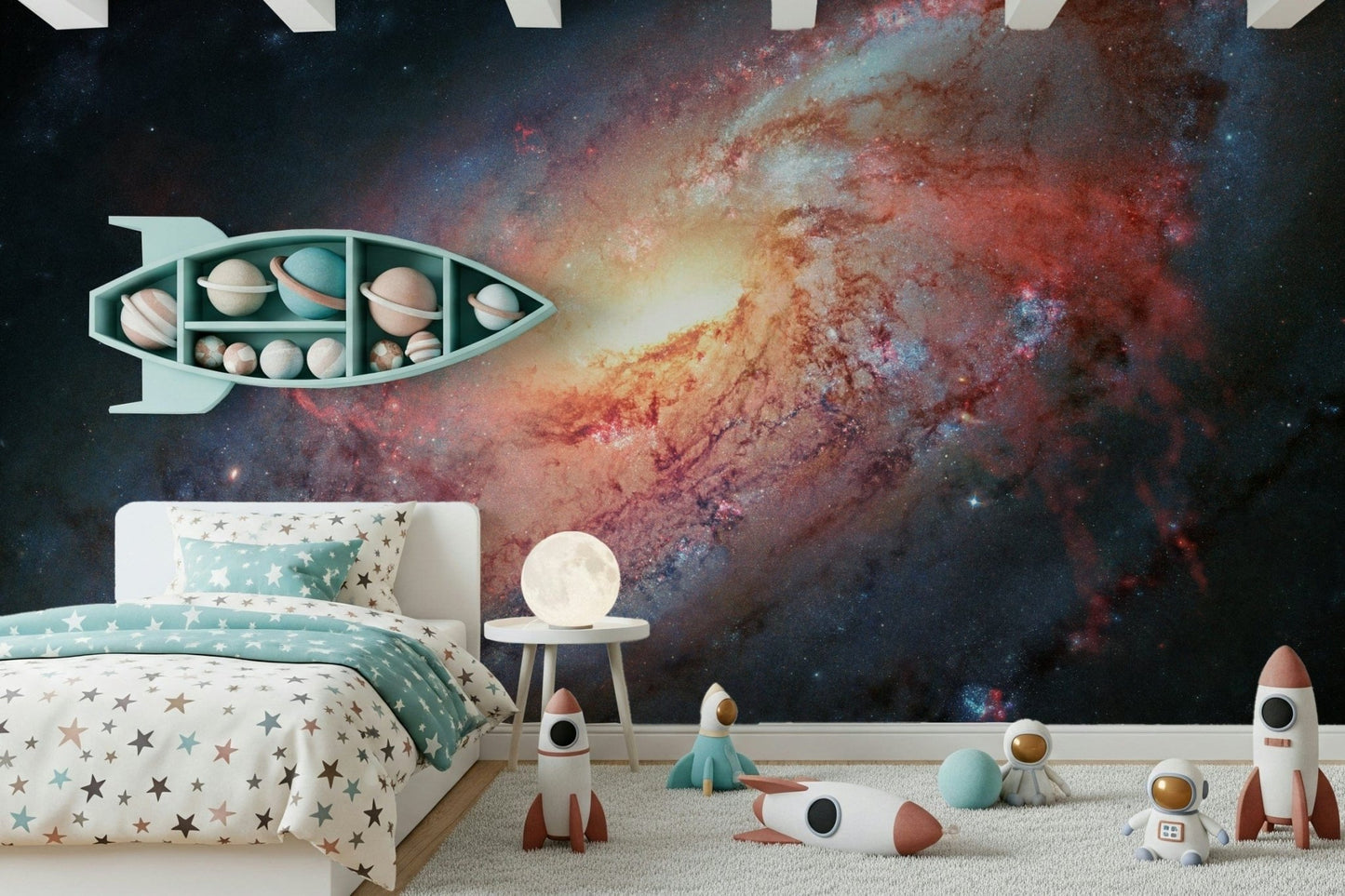 Mystical Cosmic Swirl wall mural with deep space hues.