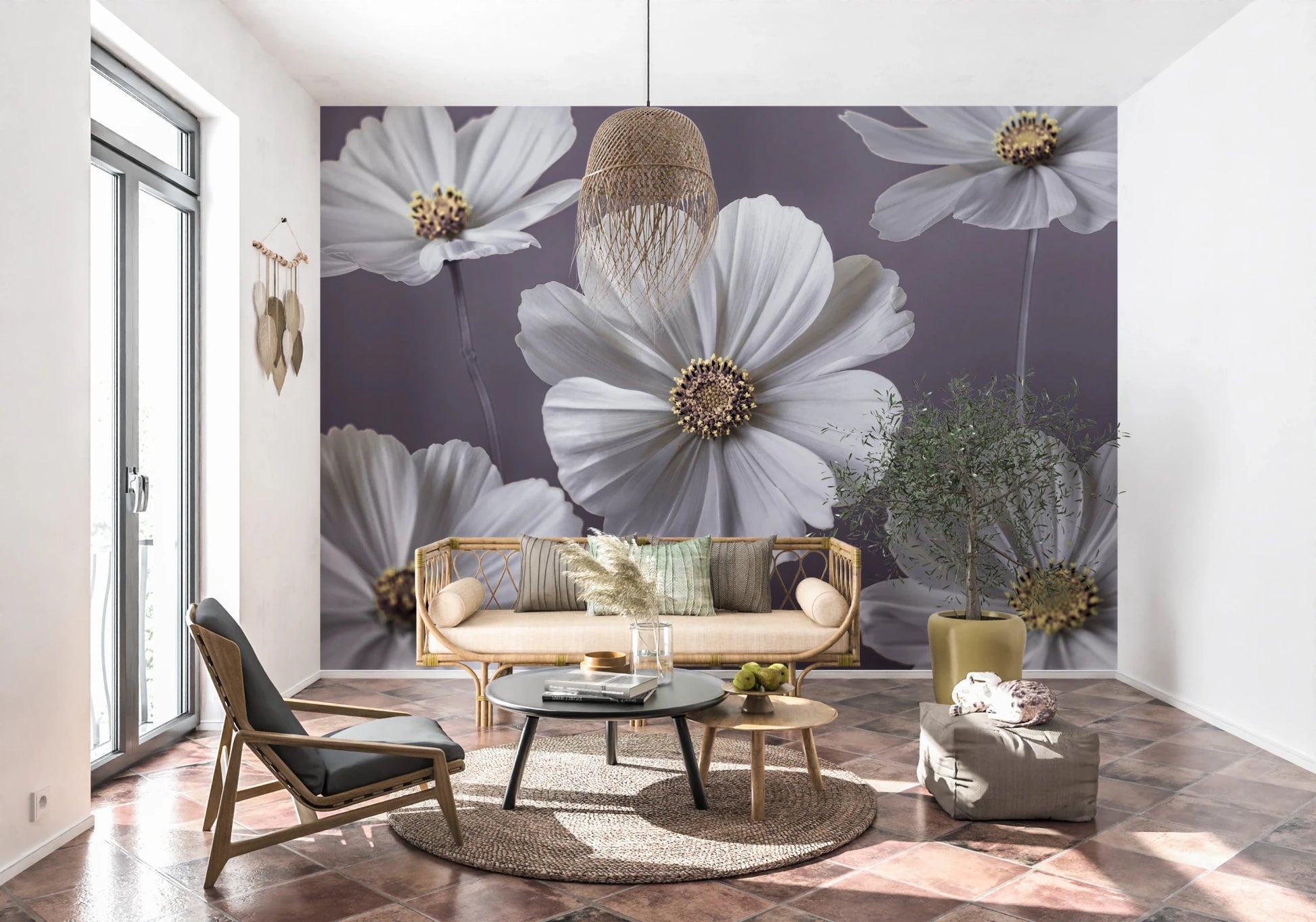 Cosmos Flowers Wall Mural