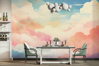 Soft focus cloud details for a sophisticated nursery wall mural.