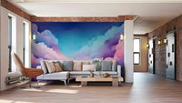 Cloudscape mural wallpaper with serene atmosphere

