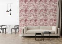 Gracious Country Charm Toile mural, vibrant imagery.
